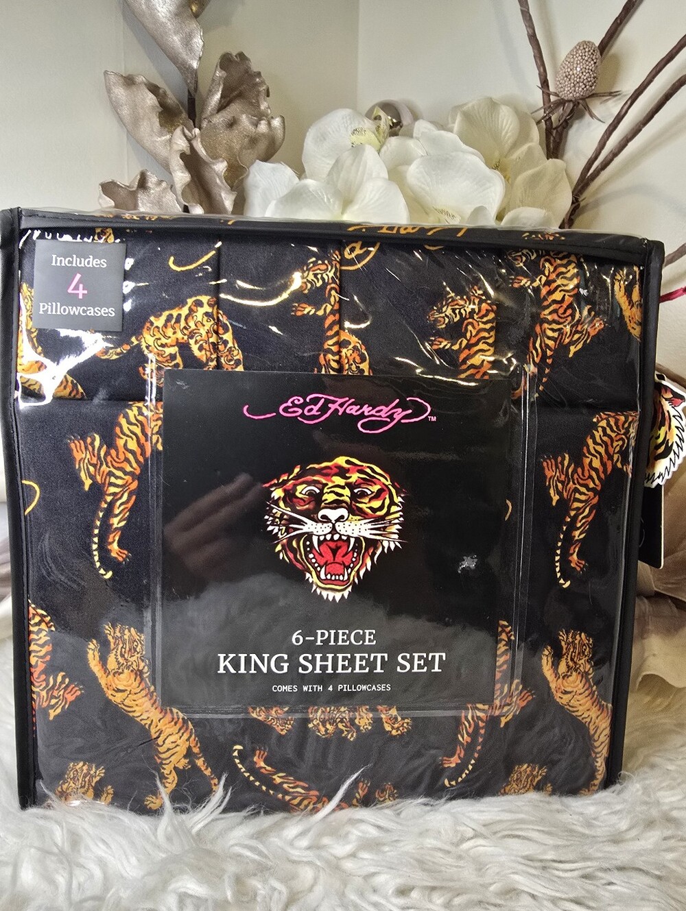 Ed Hardy 6piece King TIGER PRINT Sheet Set Brand new